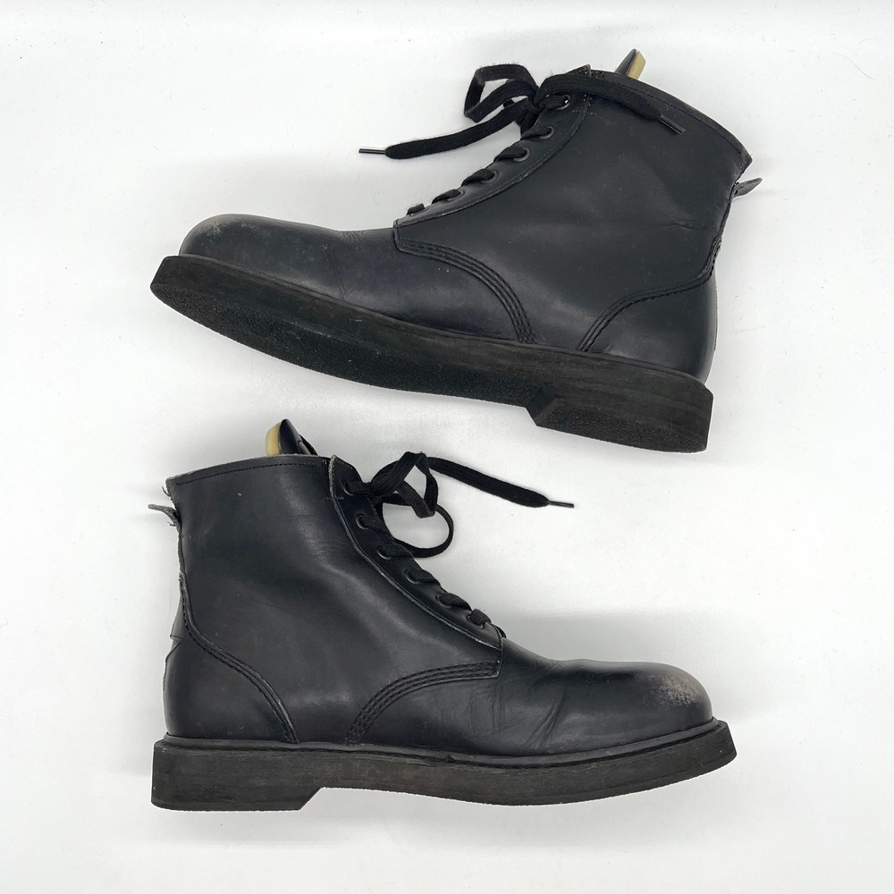 GOLDEN GOOSE Ele Boots Womens 11 Black Leather Distressed Combat Lace Up Grunge - Picture 7 of 16